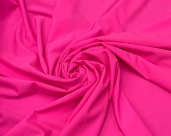 Solid Neon Pink Four Way Stretch Nylon Spandex Fabric By The Yard, 60&#39;&#39; Wide, Activewear, Stretch Knit