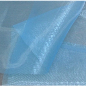 Light Blue, 58/60&quot; Wide Polyester Light Weight, See Through, Sheer Mirror Organza Fabric.