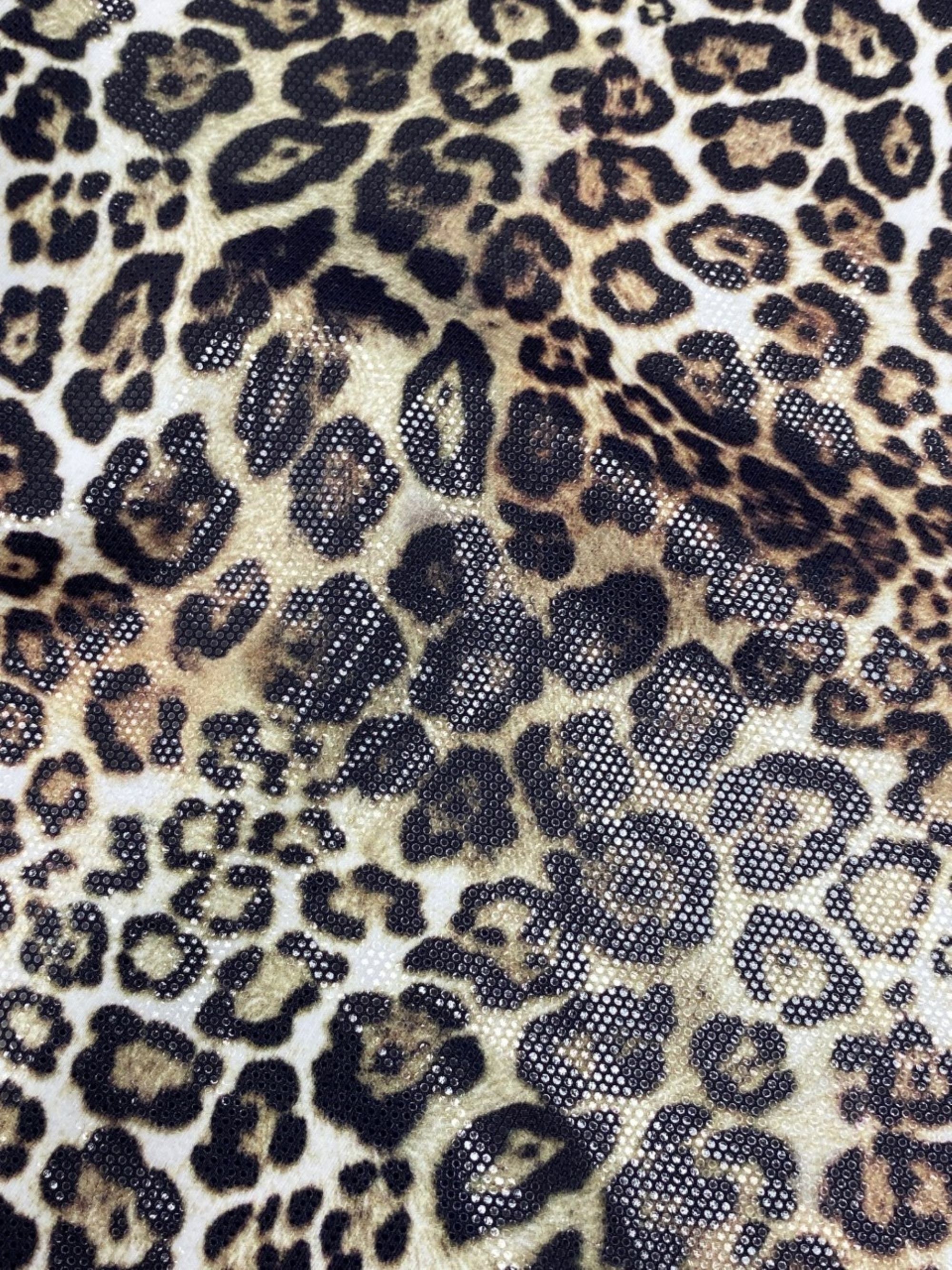 Leopard Animal Print With Foil Four Way Stretch Nylon