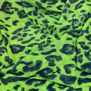Green Cheetah Animal Print on Four Way Stretch Nylon Spandex Power Mesh Fabric By The Yard, 60'' Wide
