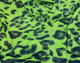 Estampado animal de guepardo verde en tela de malla eléctrica de nailon y spandex elástico en cuatro direcciones cortada a medida, 60'' de ancho