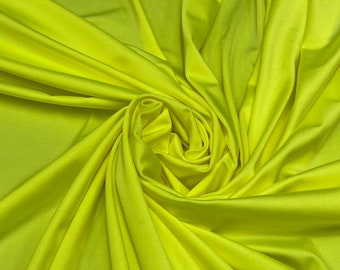 Solid Neon Yellow Four Way Stretch Nylon Spandex Fabric By The Yard, 60'' Wide, Activewear, Stretch Knit