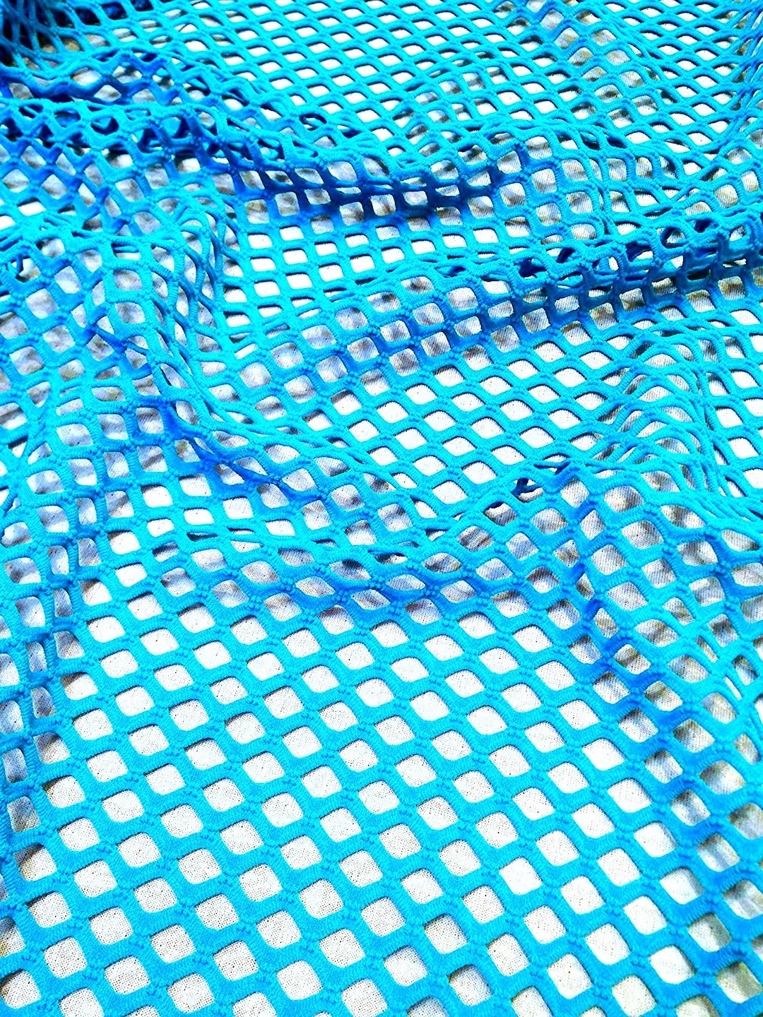 Turquoise Fishnet Turquoise Two Way Stretch Big Hole Fishnet Diamond Mesh Fabric by the ...