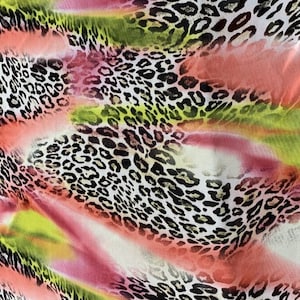 Multicolor , 58/60&quot; Wide Cheetah Print 4 Way Stretch Nylon Power Mesh Animal Print  Fabric By The Yard.