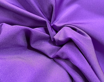Tessuto in nylon e spandex elasticizzato in quattro direzioni, tinta unita viola lucido, tagliato su misura, larghezza 60 pollici, abbigliamento sportivo, maglia elasticizzata