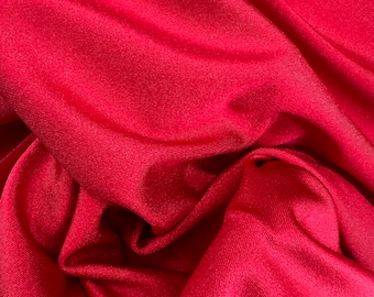 Solid Shiny Red Four Way Stretch Nylon Spandex Fabric By The Yard, 60'' Wide, Activewear, Stretch Knit