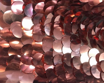 Metallic Rose Gold Paillette Sequin on Mesh Fabric by the Yard, 55'' Wide, Backdrop, Decoration