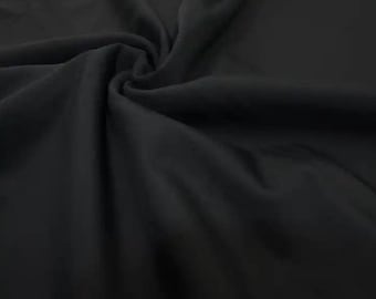 Heavy 14oz Black 2 Way Stretch Cotton Jersey Fabric by the Yard, 60” Wide