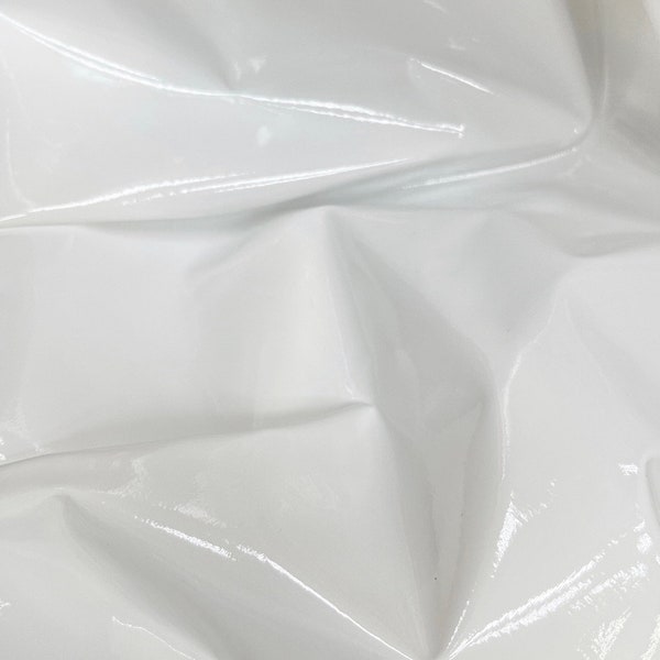 Shiny White 4-Way Stretch Vinyl Latex Fabric By The Yard, 60" Wide, DIY, Crafts, Club Wear, Costumes, Cosplay