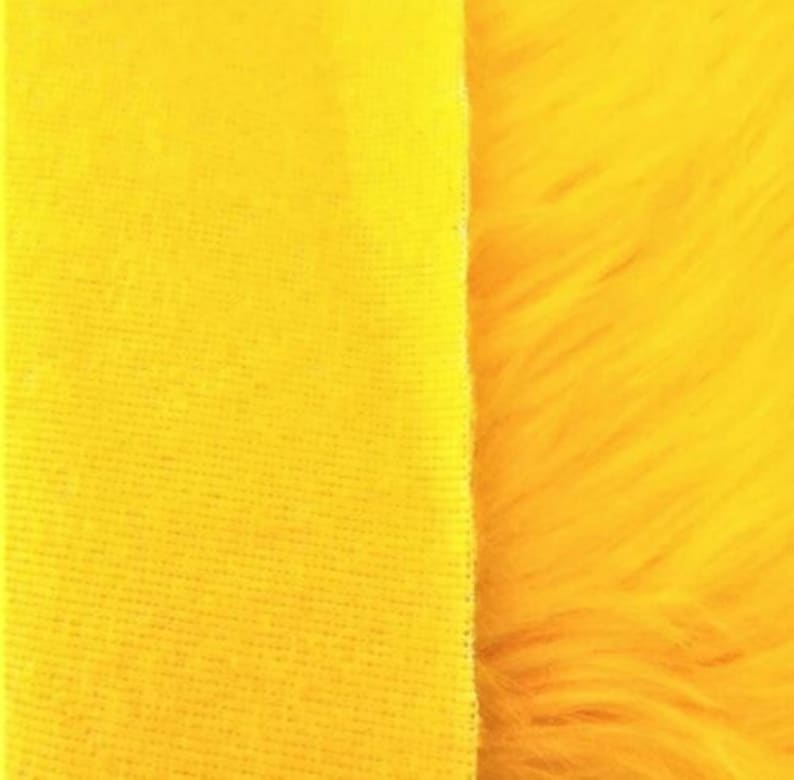 Yellow Luxury Shag Faux Fur Fabric By The Yard 60 Wide, Shaggy, Long Pile, DIY Craft Supply, Hobby, Costume, Decoration image 4