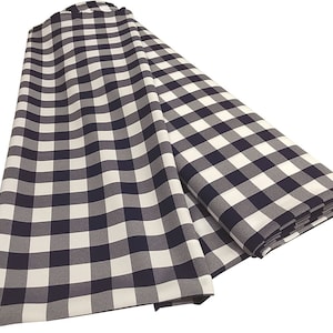 Granatowo-biała, 60&quot; szerokości, 100% poliestrowa popelina w kratkę gingham
