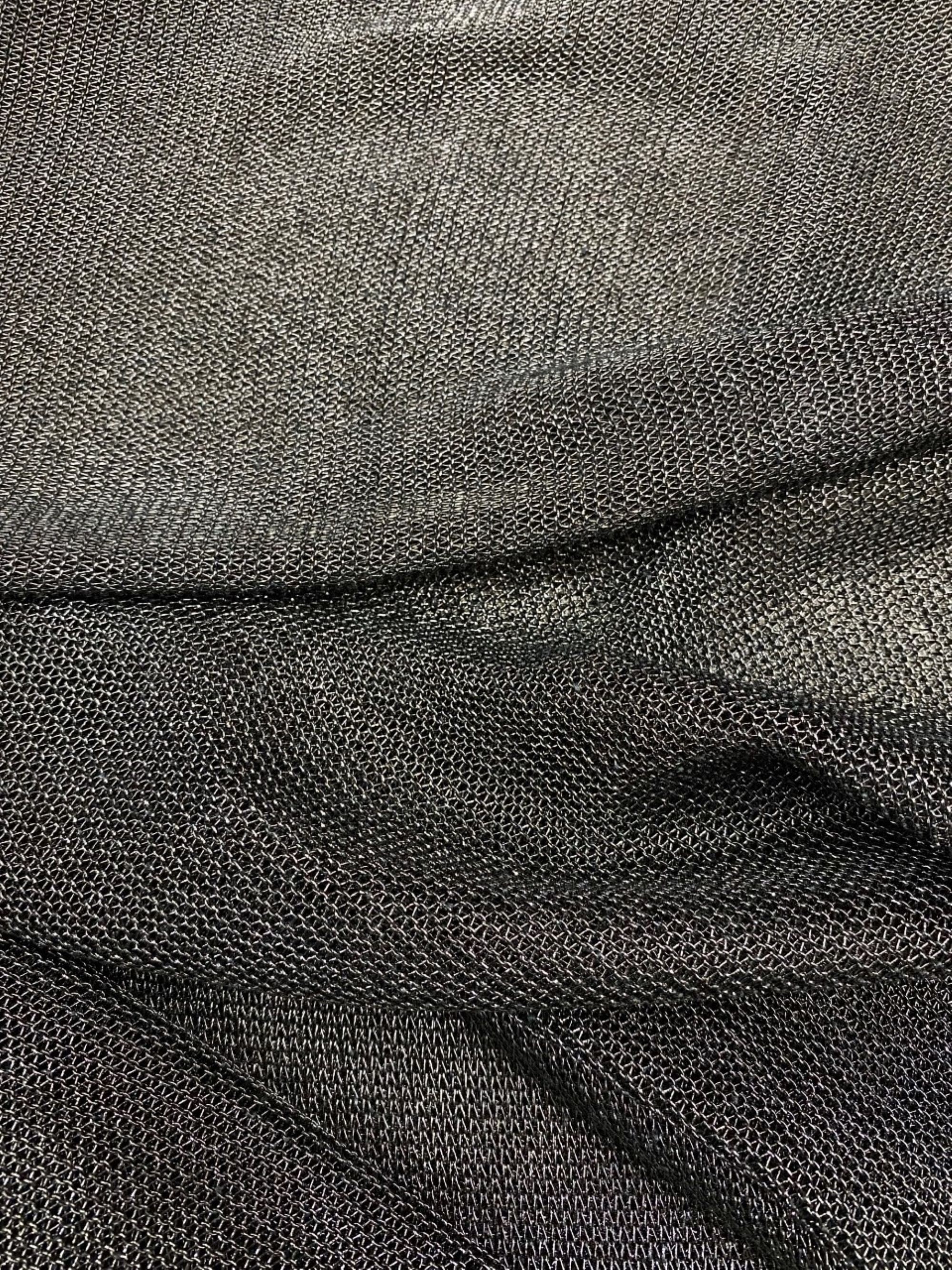 Stretch Metallic Black Mesh Chainmail Fabric, 60
