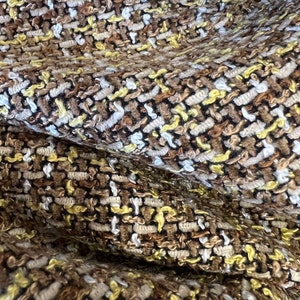 Brown, Black, Yellow, White and Tan Chenille Tweed Boucle Suiting Fabric by The Yard 58” Wide, Woven Fabric