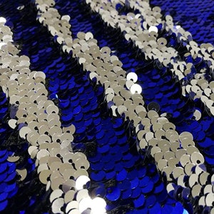 Royal Blue & Silver Two Tone Reversible Flip-Up Mermaid Sequin Fabric By The Yard 60&quot; Wide, Decoration, Backdrop