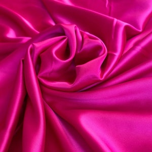 Fuchsia Luxury Silky Stretch Satin Fabric By The Yard, 55” Wide, Medium Weight, Premium Satin Spandex Blend, Evening Gown