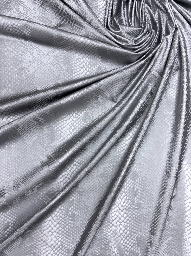 Sliver Snake Skin Pattern Silver 60'' Wide Snake Skin Pattern on Polyurethane Coated Polyester ...