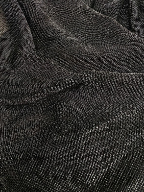 Stretch Metallic Black Mesh Chainmail Fabric, 60