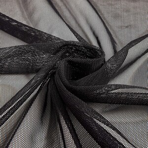 Solider schwarzer Vier-Wege-Stretch-Nylon Power Mesh Stoff Meterware, 60 '' Breit, Dekoration, DIY, Lingerie