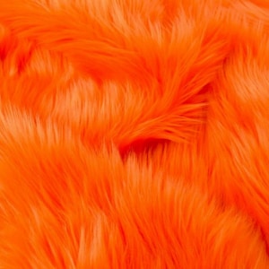 Orange Luxury Shag Faux Fur Fabric By The Yard 60&quot; Wide, Shaggy, Long Pile, DIY Craft Supply, Hobby, Costume, Decoration