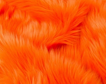 Orange Luxury Shag Faux Fur Fabric By The Yard 60" Wide, Shaggy, Long Pile, DIY Craft Supply, Hobby, Costume, Decoration