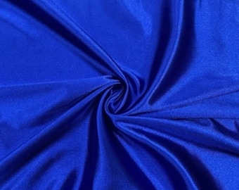 Satin charmeuse extensible soyeux bleu roi, tissu soyeux doux par mètre, 60 po. de large, satin extensible bleu roi, rideaux, décoration, toile de fond
