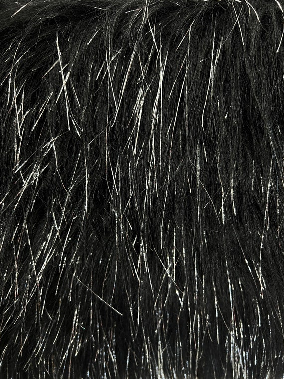 Tessuto In Pelliccia Sintetica Di Lusso Al Metro, Strutturato, Imitazione Visone, Nero - 7205 Black - Foto 6