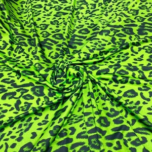 Green Cheetah Animal Print on Four Way Stretch Nylon Spandex Fabric By The Yard, 60'' Wide