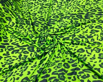 Green Cheetah Animal Print on Four Way Stretch Nylon Spandex Fabric By The Yard, 60'' Wide