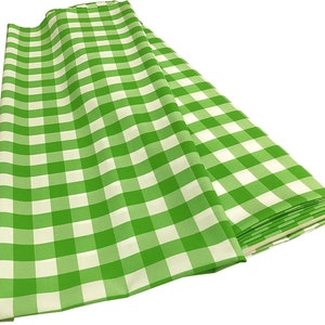 Lime Green & White, 60&quot; Wide 100% Polyester Poplin Gingham Checkered Plaid Fabric