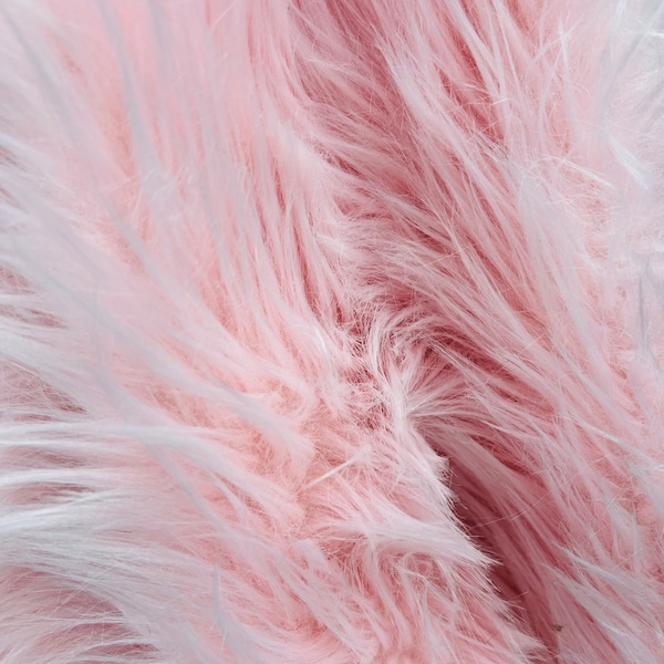 Light Pink Luxury Shag Faux Fur Fabric By The Yard 60" Wide, Shaggy, Long Pile, DIY Craft Supply, Hobby, Costume, Decoration