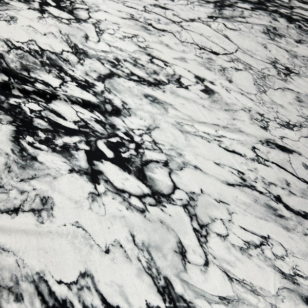 White & Black Marble Tie Dye Print on Four Way Stretch Nylon Spandex Fabric By The Yard, 60'' Wide