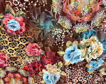 Fluwelen stretchstof met bloemenprint op maat gesneden, 60" breed, kostuum, danskleding, decoratie