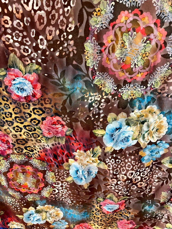 Floral Stretch Velvet Burnout Fabric By The Yard, 60" Wide, Costume, Dance Wear, Decoration