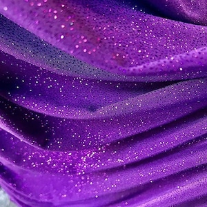 Shiny Purple Iridescent Glitter Stretch Spandex Selena Design Fabric by The Yard, 60&#39;&#39; Wide