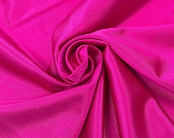 Solid Shiny Fuchsia Two Way Stretch Polyester Spandex Super Satin Casino Fabric By The Yard, 60'' Wide, Stretch Knit