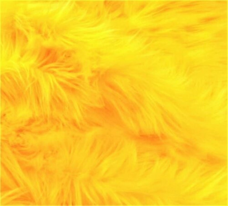 Yellow Luxury Shag Faux Fur Fabric By The Yard 60 Wide, Shaggy, Long Pile, DIY Craft Supply, Hobby, Costume, Decoration image 1