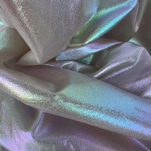Lightweight Metallic Knit One Way Stretch Champagne Rainbow Foil Fabric by The Yard, 60” Wide, Backdrop, Decoration