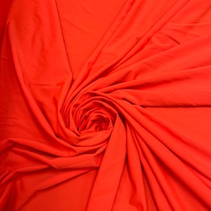 Neon Orange Four Way Stretch Nylon Spandex Fabric By The Yard, 60&#39;&#39; Wide, Activewear, Swimwear, Stretch Knit