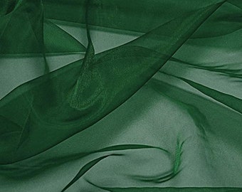 Hunter Green Organza Fabric By The Yard, 60” Wide, Decoration, Table Tops