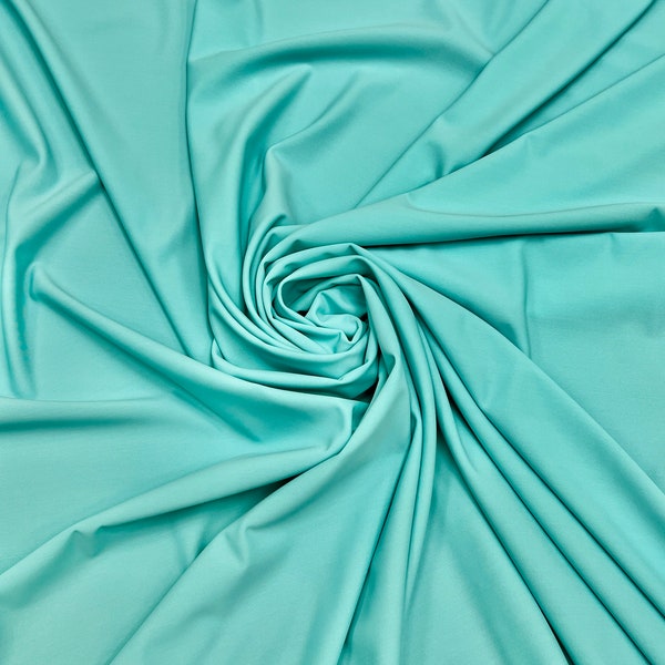 Solid Aqua Four Way Stretch Nylon Spandex Fabric By The Yard, 60'' Wide, Activewear, Stretch Knit