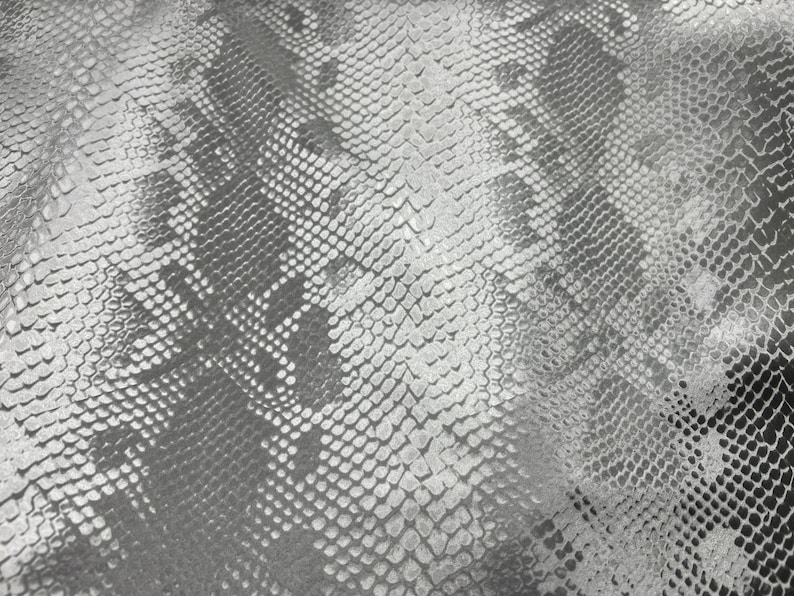 Sliver Snake Skin Pattern Silver Snake Skin Pattern on Stretch Polyurethane Coated Polyester ...