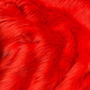 Red Shag Faux Fur Fabric By The Yard 60&quot; Wide, Shaggy, Long Pile
