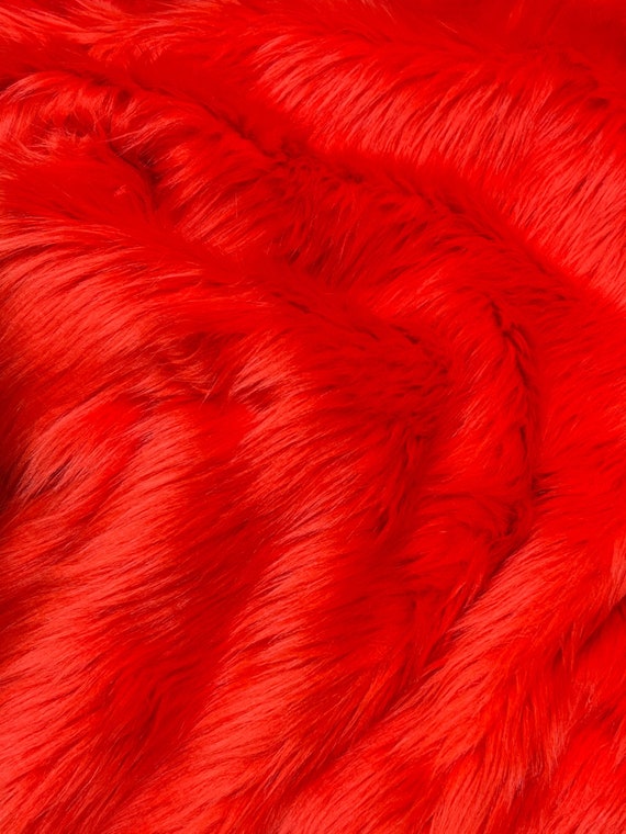 Shaggy Faux Fur Fabric by the Yard Red