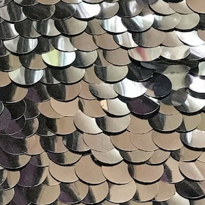 Silver Paillette Sequin on Mesh Fabric by the Yard, 55&#39;&#39; Wide, Backdrop, Decoration, Table Cover