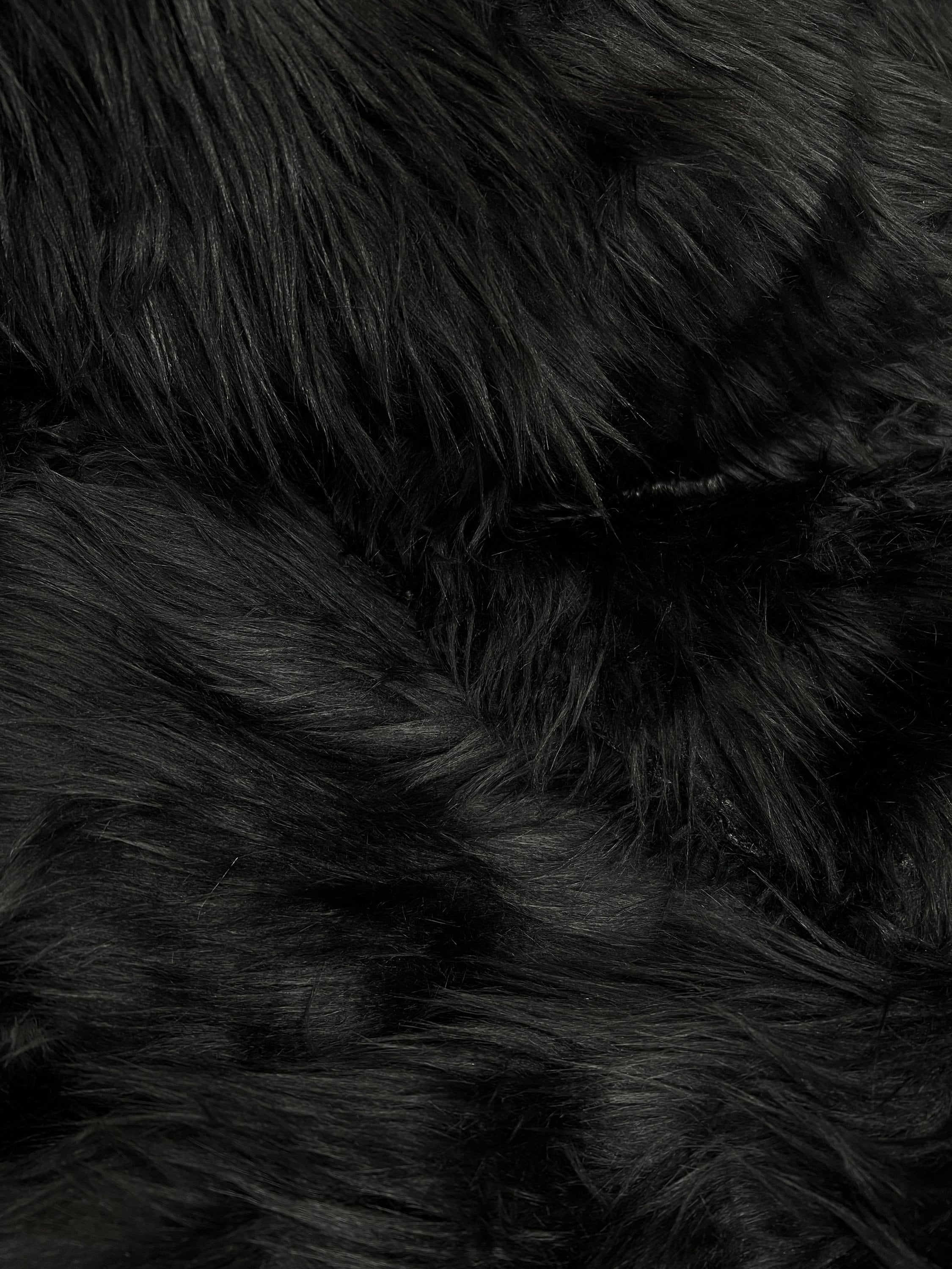 Black Luxury Shag Faux Fur Fabric by the Yard 60