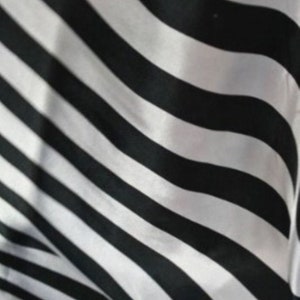 Polyester Charmeuse Satin Black & White Striped Print Fabric By The Yard, 60&quot; Wide, Decoration, Table Top Cover, Backdrop