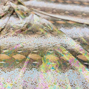 Iridescent Snake Skin Print on Two Way Stretch Polyester Spandex Fabric By The Yard, 60'' Wide