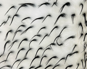 White & Black Spiky Luxury Shag Faux Fur Fabric By The Yard 60&quot; Wide, Shaggy, Long Pile, DIY Craft Supply, Hobby, Costume, Decoration