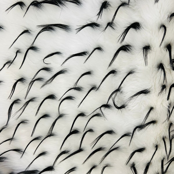 White & Black Spiky Luxury Shag Faux Fur Fabric By The Yard 60" Wide, Shaggy, Long Pile, DIY Craft Supply, Hobby, Costume, Decoration