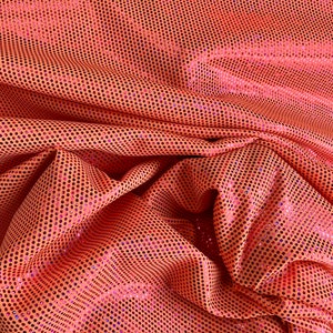 Neon Orange & Purple Holographic Mystic Two Way Stretch Polyester Fabric by The Yard, 60&#39;&#39; Wide